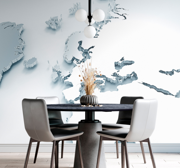 3D effect world map wall Mural - TenStickers