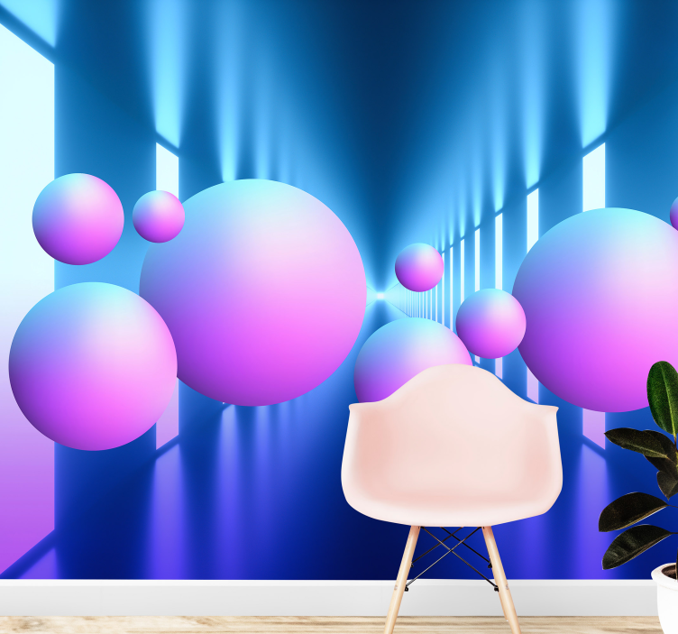3d floating balls in bright tunes wall mural 3D - TenStickers