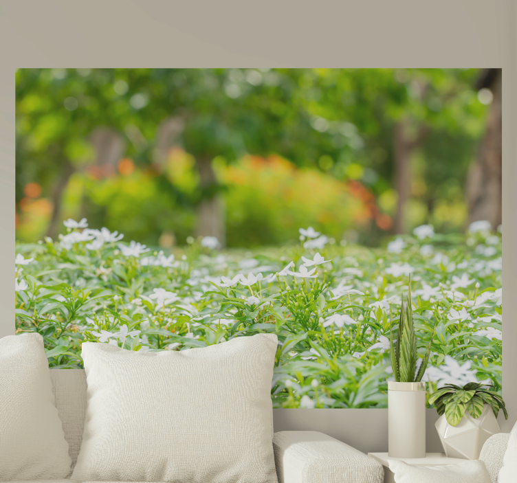 3D forest with trees of love Wall Mural - TenStickers