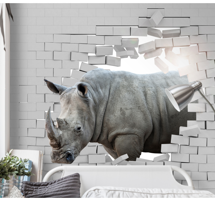 3d rhinoceron wall murals - TenStickers