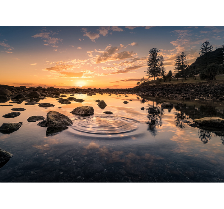 Rocks in Water Lake wall mural - TenStickers