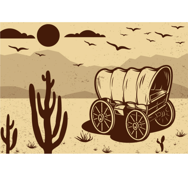 Desert Landscape Wagon childrens wall mural - TenStickers