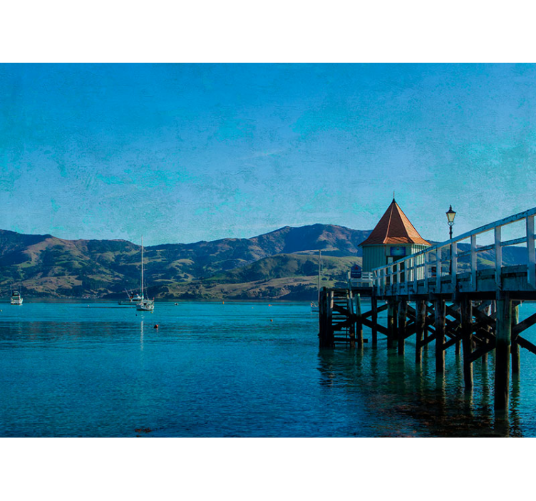 Landscape wall mural coastal dock scene - TenStickers