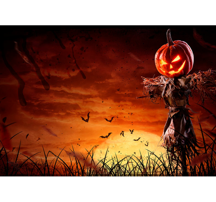 Scary pumpkin Halloween wall mural - TenStickers