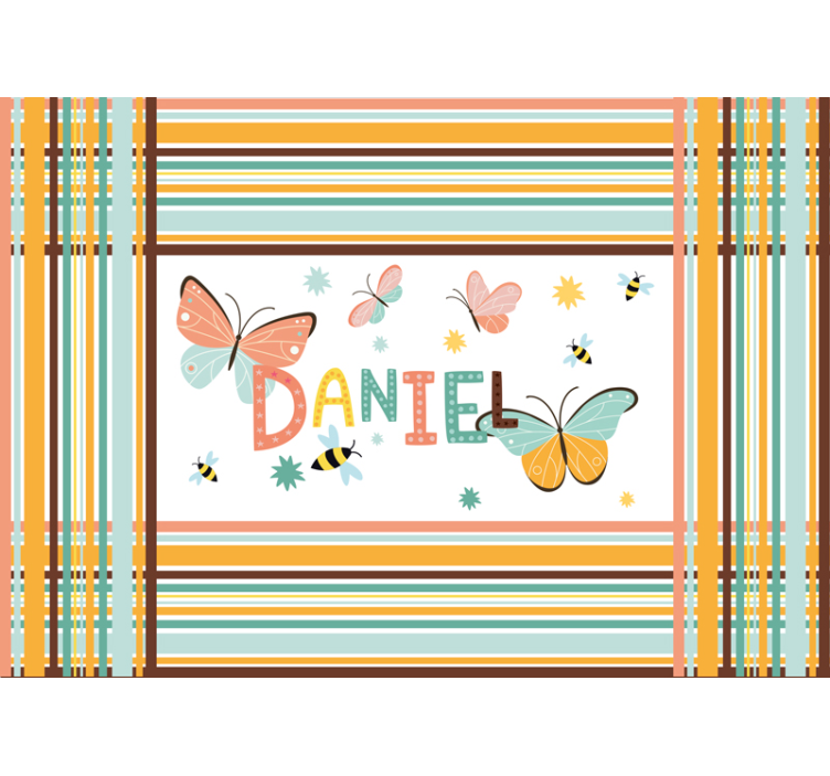 Personalized Name Butterfly childrens wall mural - TenStickers