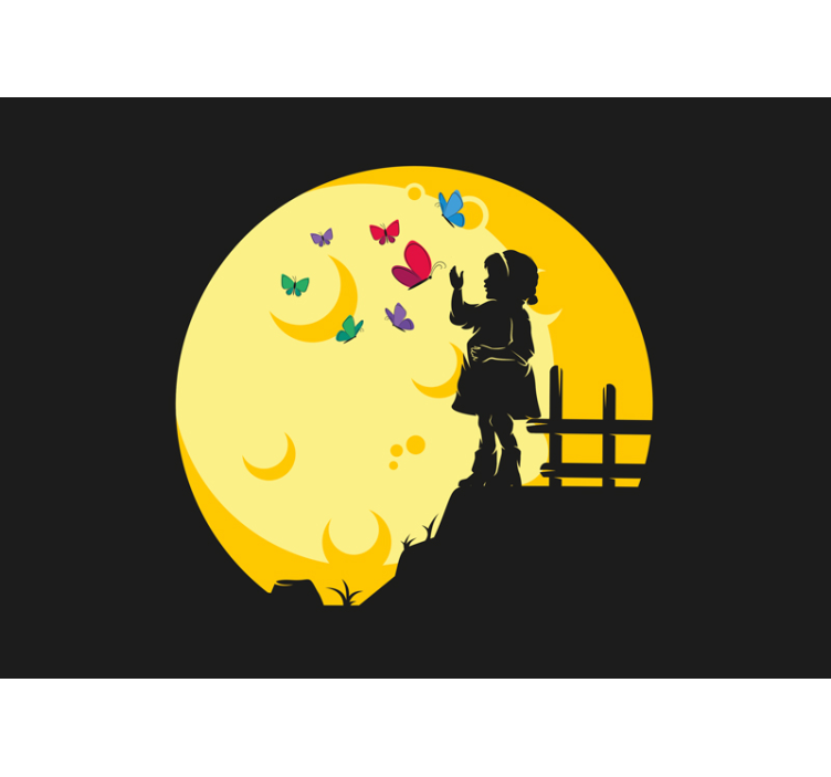 Nursery wall mural child silhouette butterflies - TenStickers