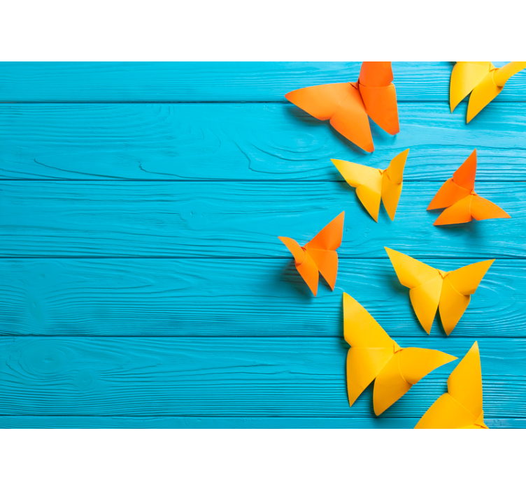 Colorful Paper Butterflies woods wall mural - TenStickers