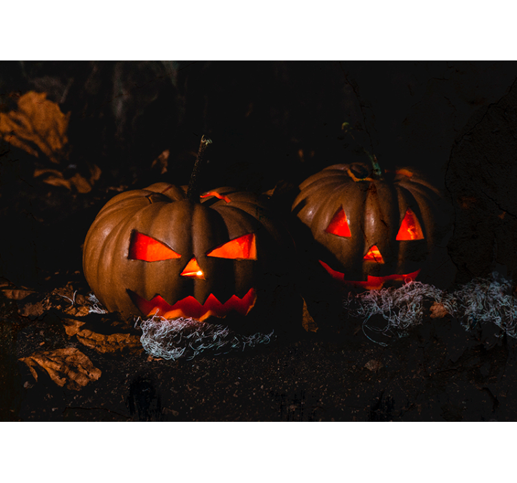 Glowing Pumpkin Faces wall mural halloween - TenStickers
