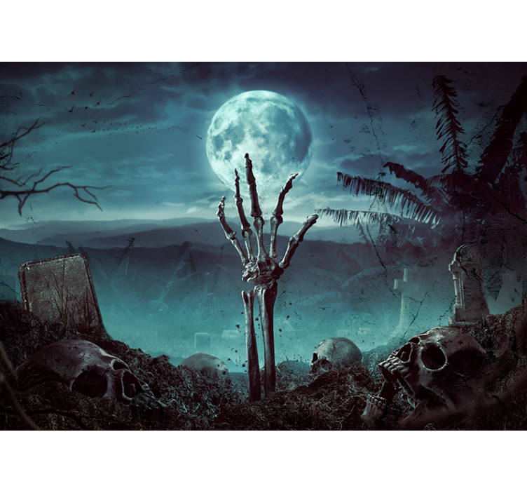 Wall mural halloween skeleton hand rising - TenStickers