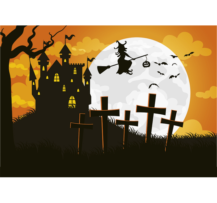 Wall mural halloween flying witch silhouette - TenStickers