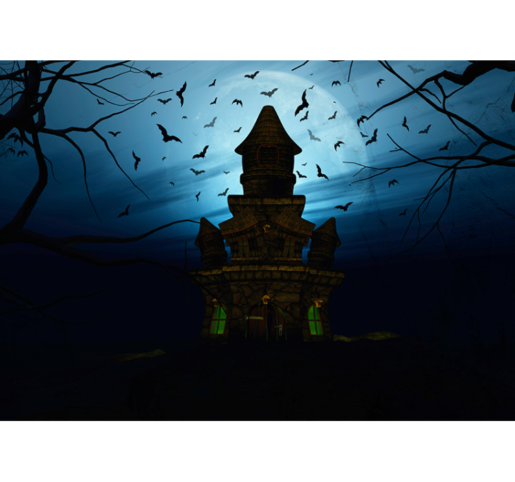 Wall mural halloween haunted castle silhouette - TenStickers