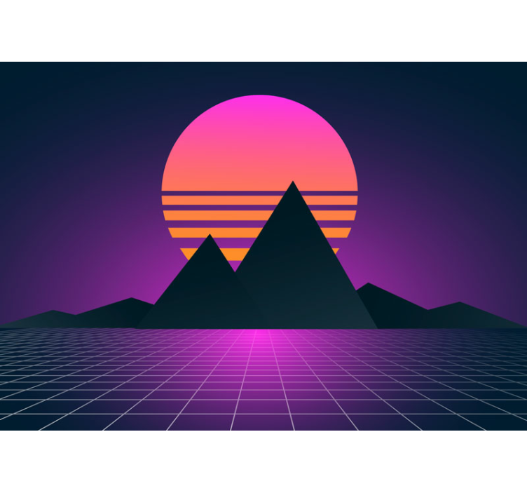 Wall mural 3d geometric sunset scene - TenStickers