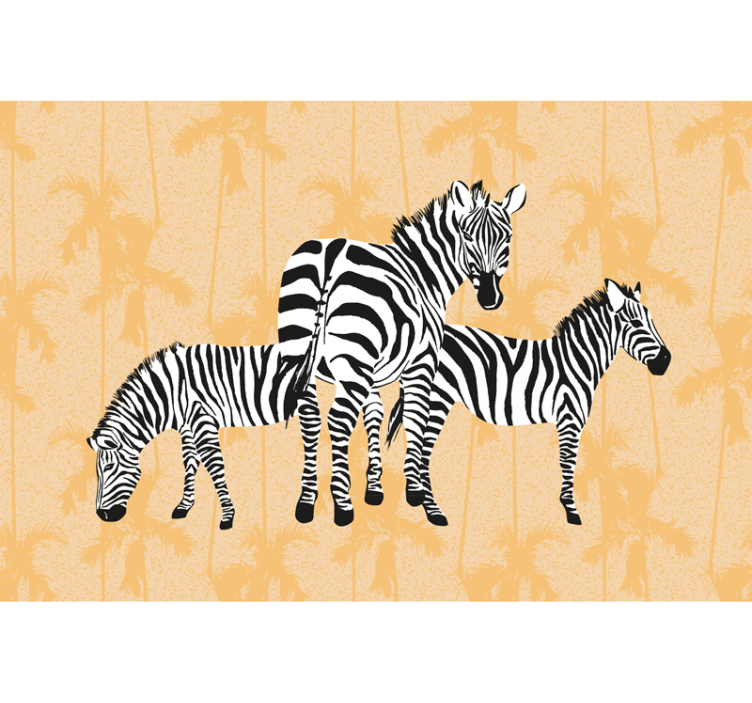Zebra and palms wall mural - TenStickers
