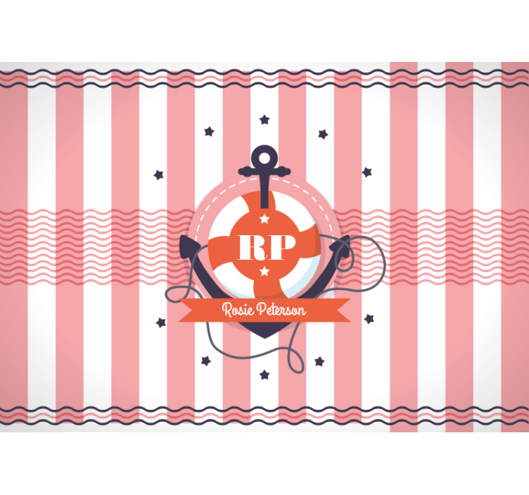 Navy and pink geometric design custom mural - TenStickers