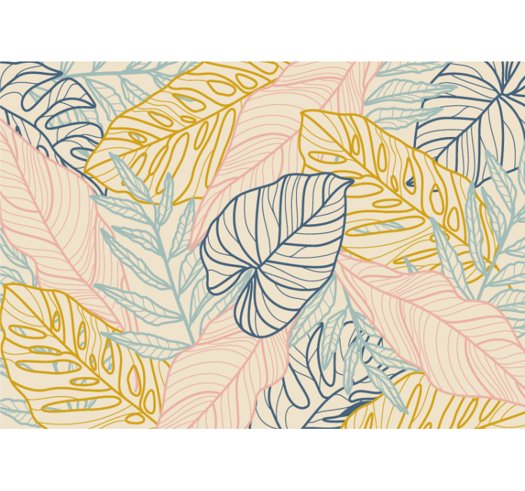 Pastel monstera leaves nature wall mural - TenStickers