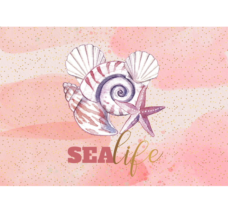 Under the sea wall mural of seashells and starfish - TenStickers