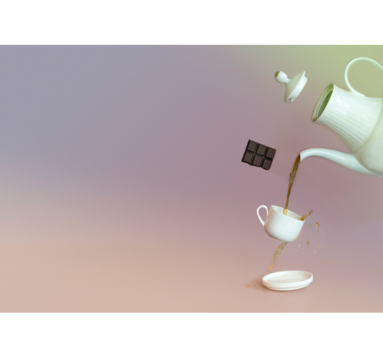 Dining room wall mural floating tea moments - TenStickers