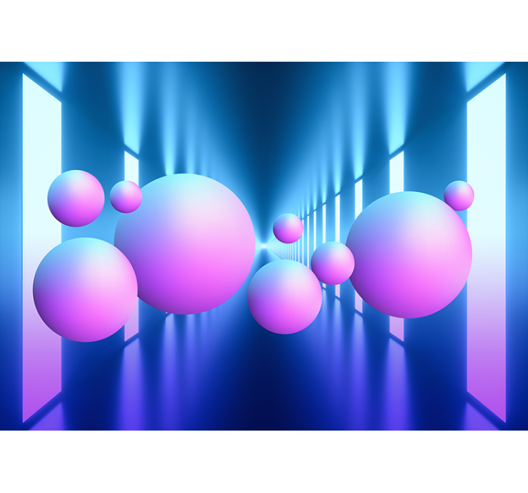 3d floating balls in bright tunes wall mural 3D - TenStickers