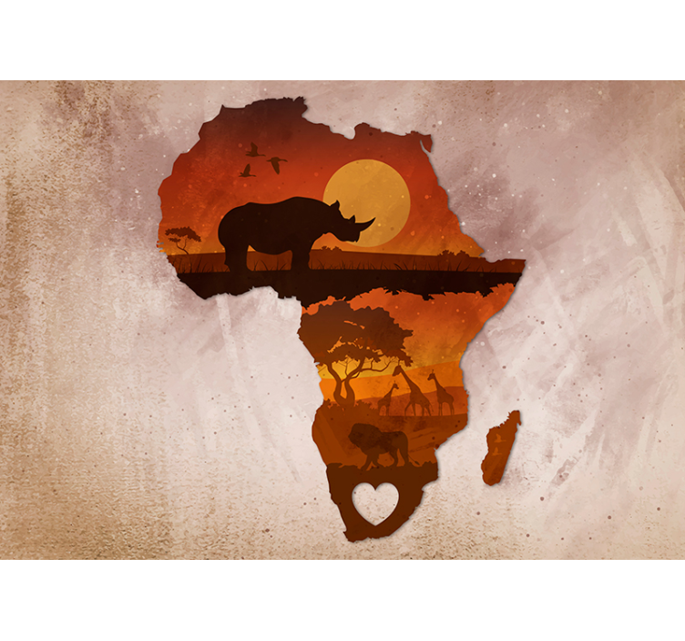 South Africa map with heart wall mural - TenStickers