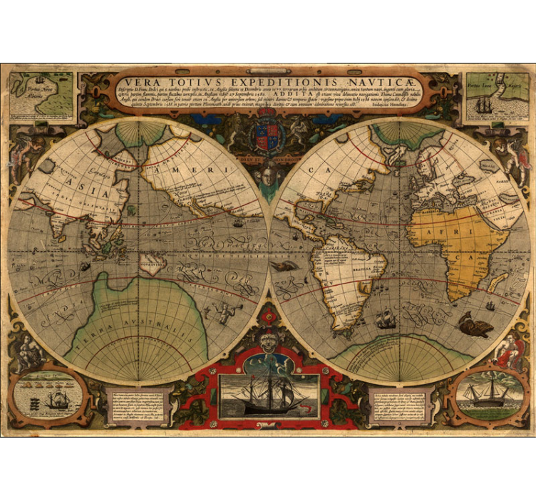 Vintage political  world map mural - TenStickers