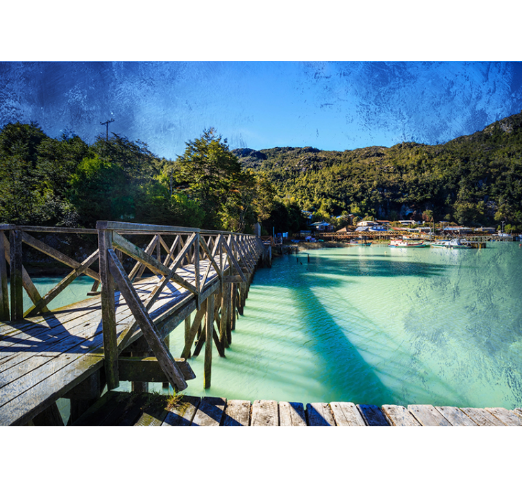 Mountain lake Caleta Tortel wall mural - TenStickers