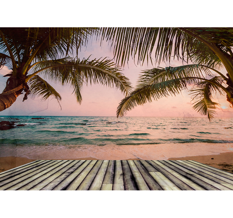 Paradise Beach 3D Wall Mural - TenStickers