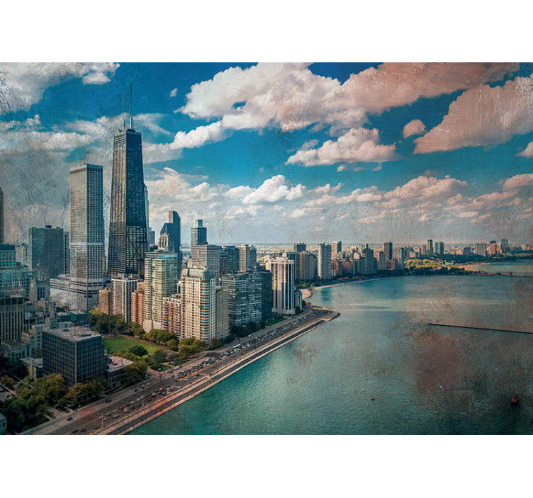 City wall mural chicago skyline view - TenStickers