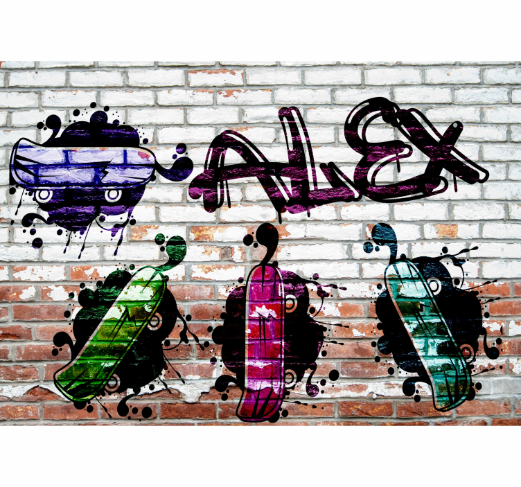 Graffiti wall mural colorful skateboard design - TenStickers