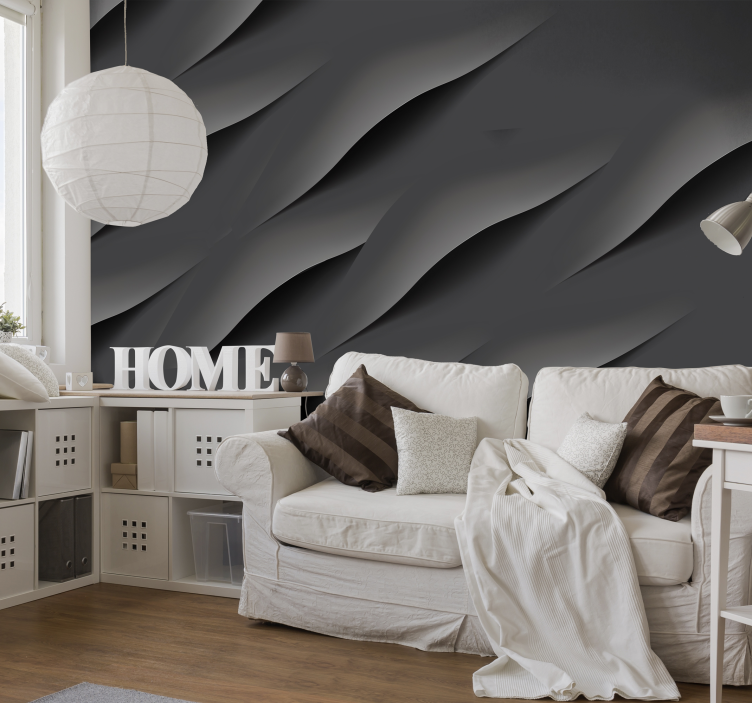 Abstract wavy pattern grey 3d wallpaper - TenStickers