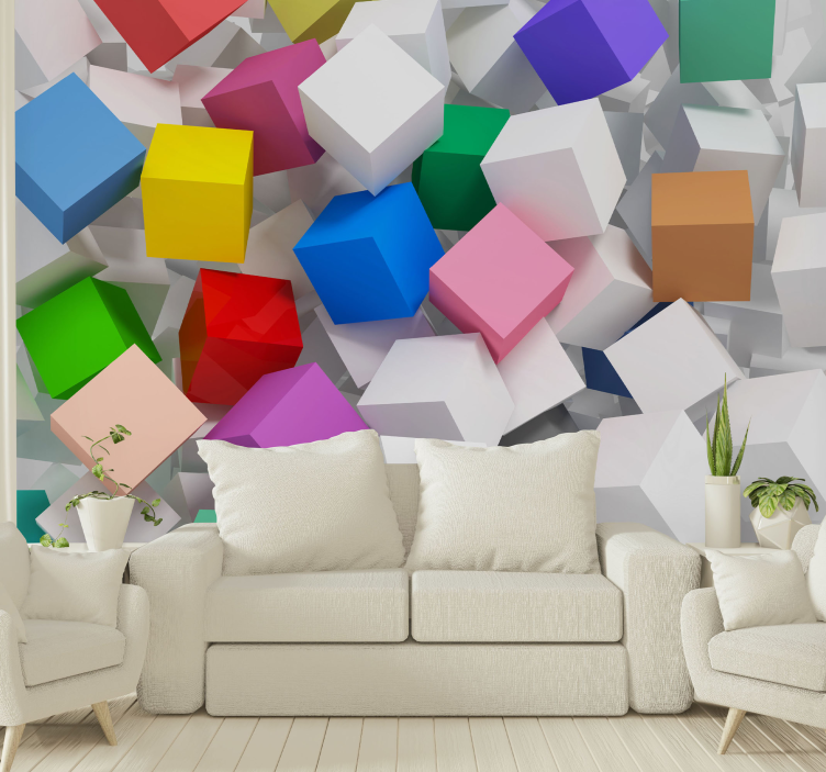 Abstract wall mural colorful geometric shapes - TenStickers
