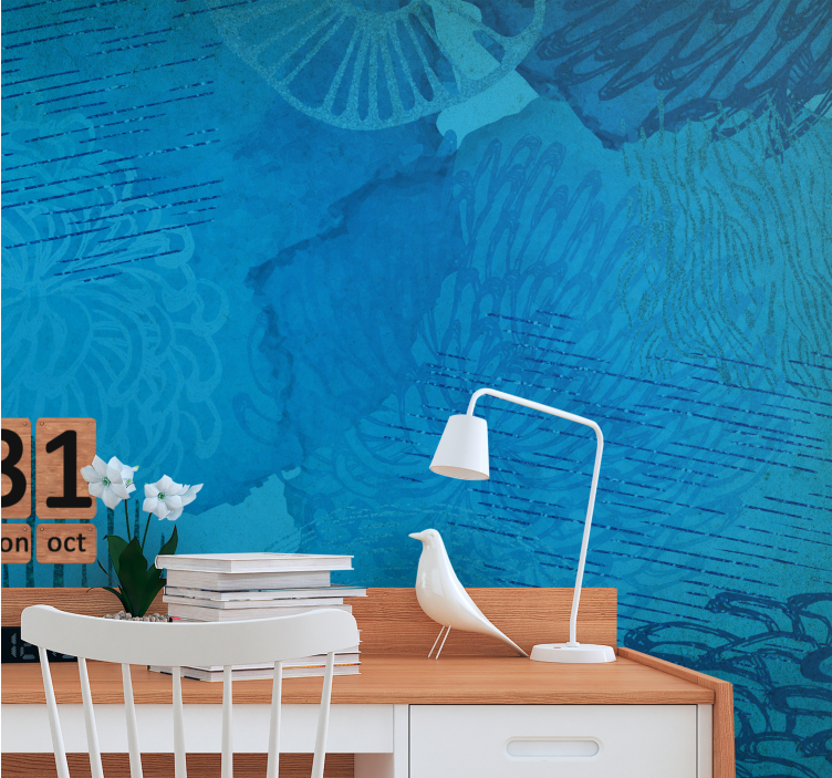 Abstract wall mural in blue textured patterns - TenStickers