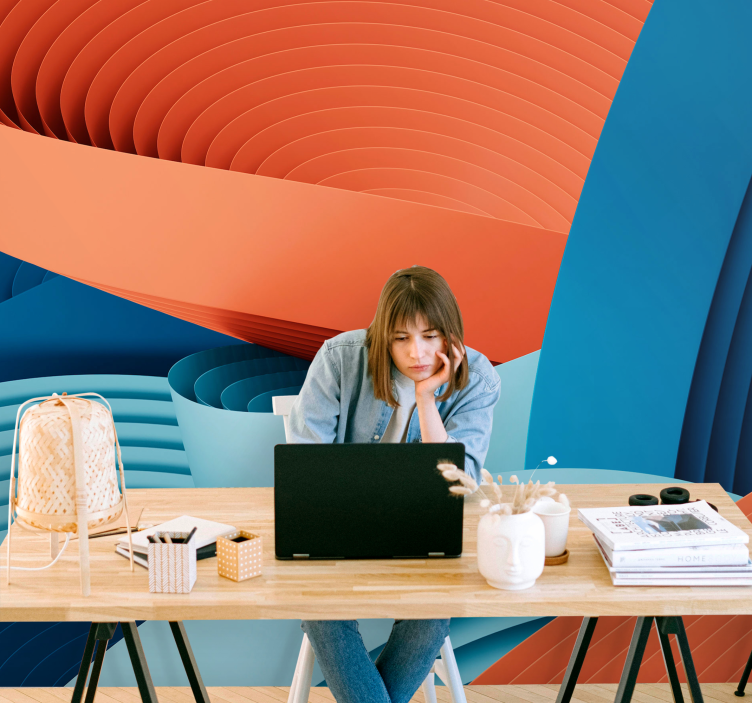 Abstract wall mural inspired by dynamic paper layers - TenStickers