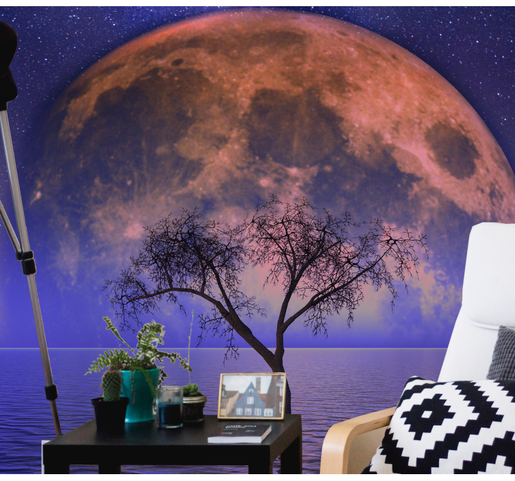 Abstract wall mural lunar serenity landscape - TenStickers