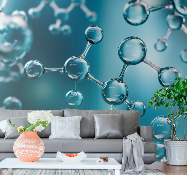 Abstract wall mural molecular structure waves - TenStickers