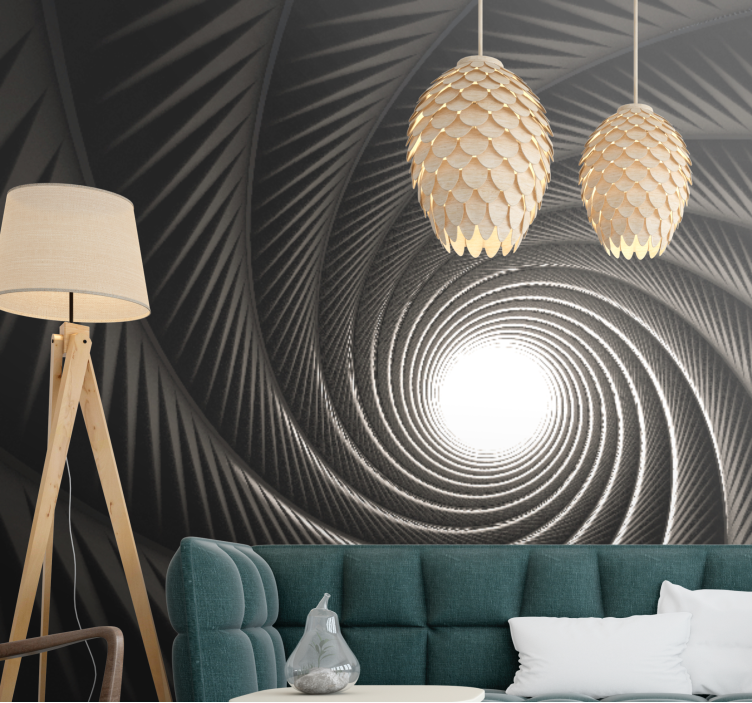 Abstract wall mural spiraling light tunnel - TenStickers