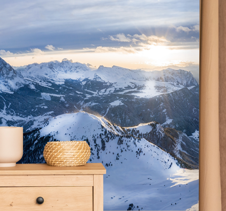 Alpine Sunrise Panorama wall mural mountain - TenStickers