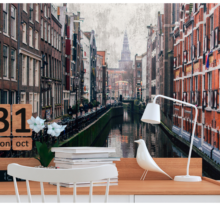 Amsterdam canal with houses wall mural - TenStickers