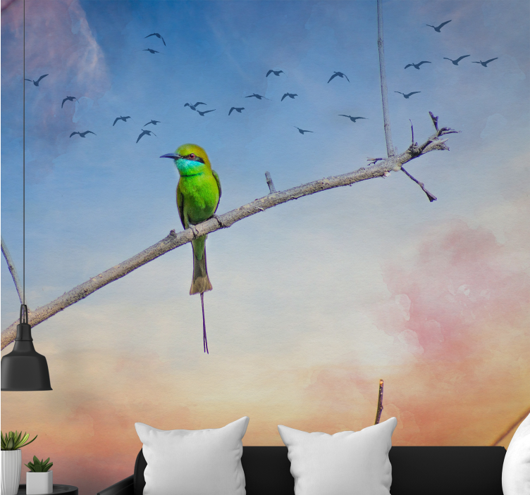 Animals wall mural bird on branch design - TenStickers