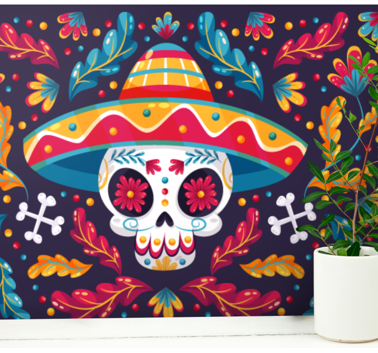 Animals wall mural colorful sugar skull design - TenStickers