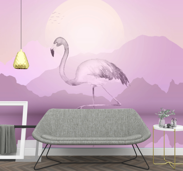 Animals wall mural elegant flamingo silhouette - TenStickers