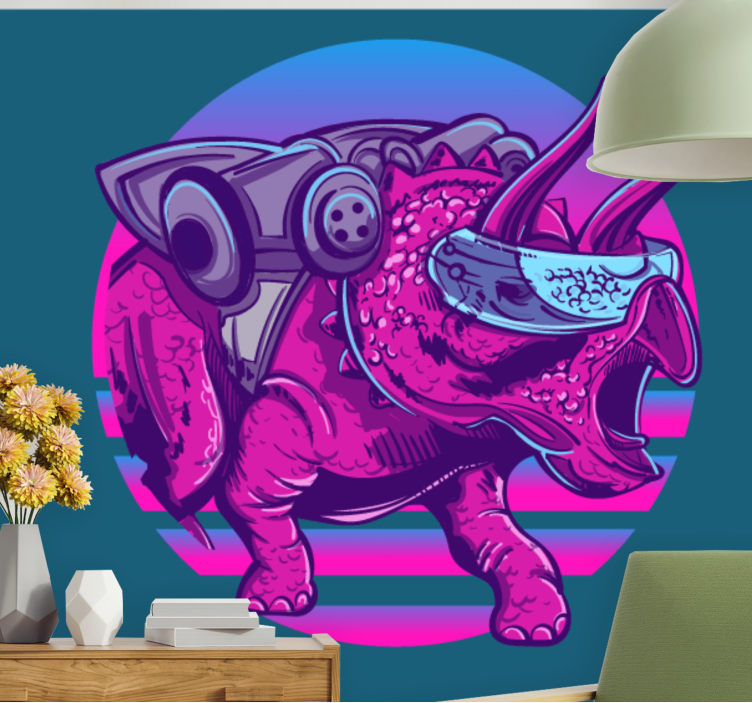 Animals wall mural futuristic triceratops - TenStickers