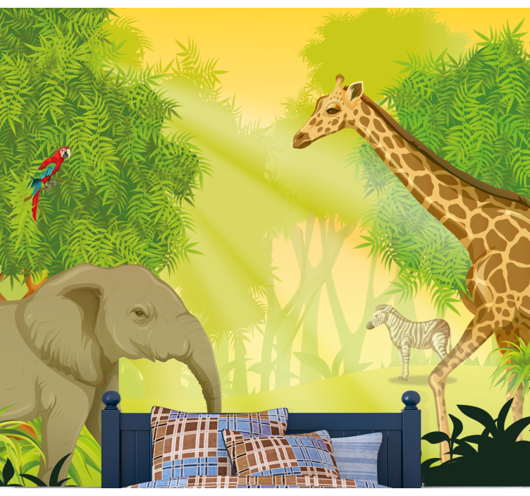 Animals wall mural savanna safari scene - TenStickers