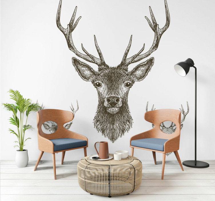 Animals wall mural stag head art - TenStickers
