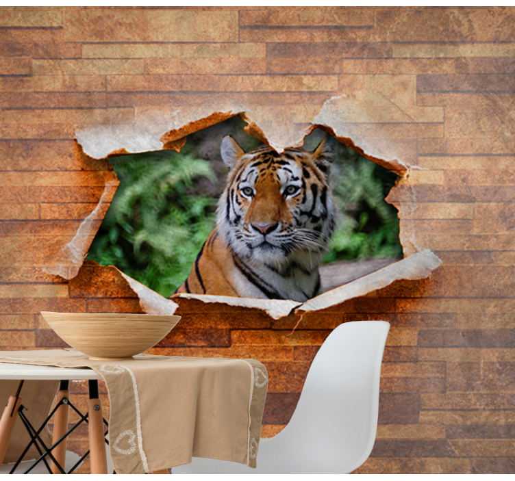 Animals wall mural tiger head on wall - TenStickers