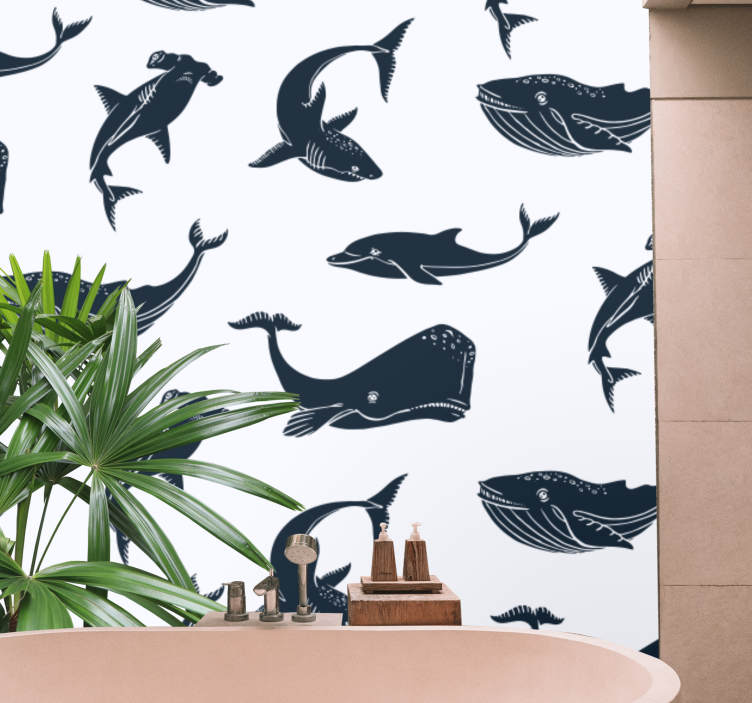 Animals wall mural with marine life designs - TenStickers