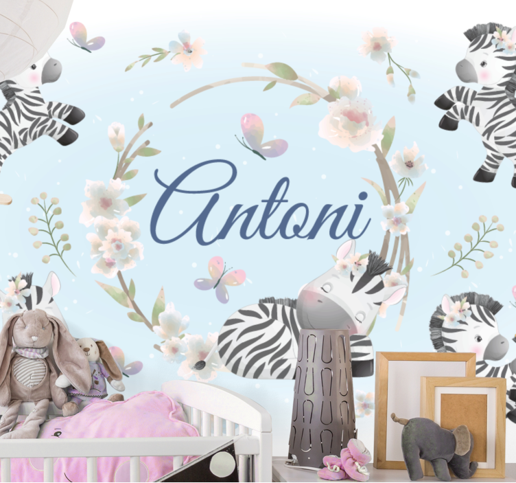 Animals wall mural zebra playtime design - TenStickers