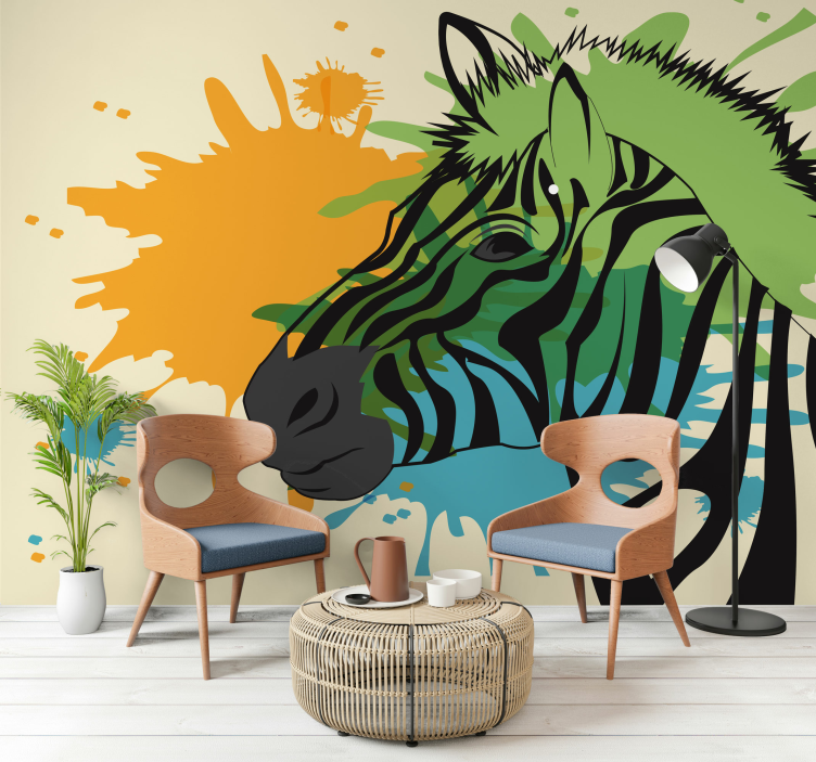 Animals wall mural zebra splash artwork - TenStickers