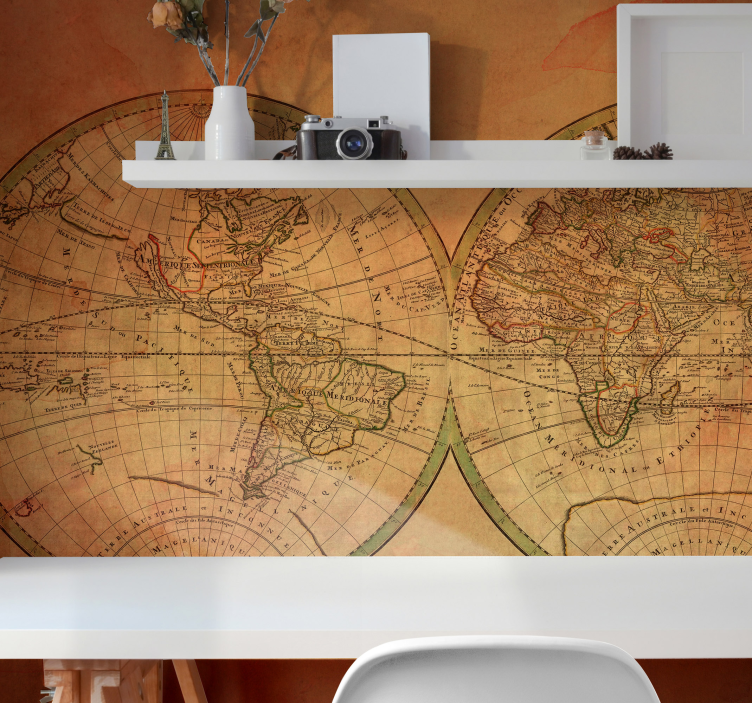 Antique world map wall mural - TenStickers