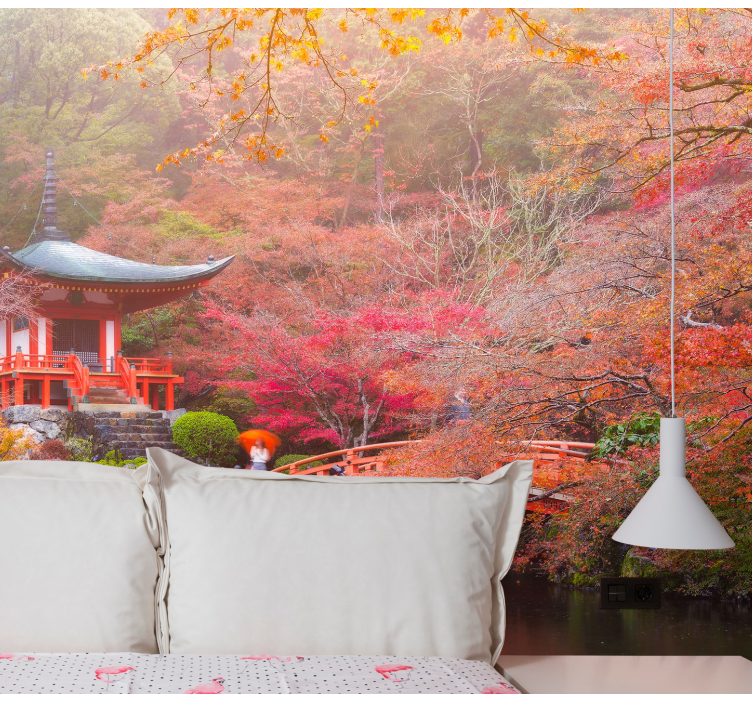Asian garden in Autumn nature wall mural - TenStickers