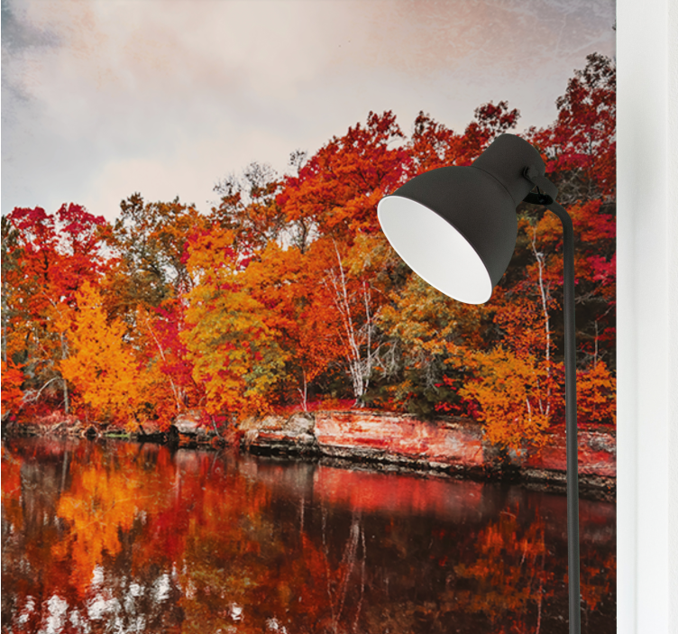 Autumn forest reflection landscape wall mural - TenStickers